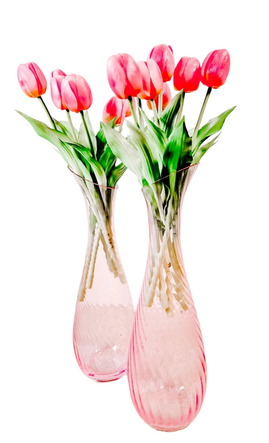 Pink Italian Glass Vases- Set of 2